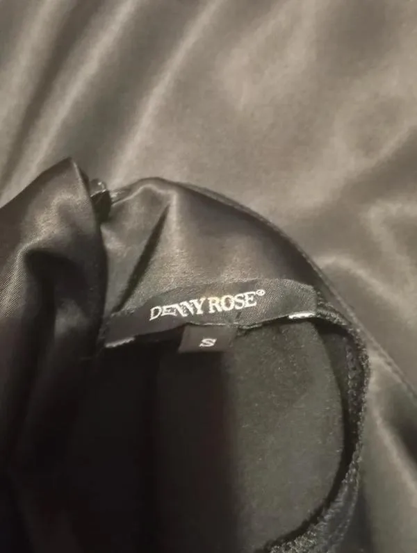 Rochie de seară Denny Rose XS | Negru, Midi, Cu umerii goi, Petite, Monocrom, Dantelă, Mătase - Image 4