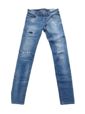 Blugi Diesel S | Albastru, Lungi, Slim fit, Rupți Cu tăieturi