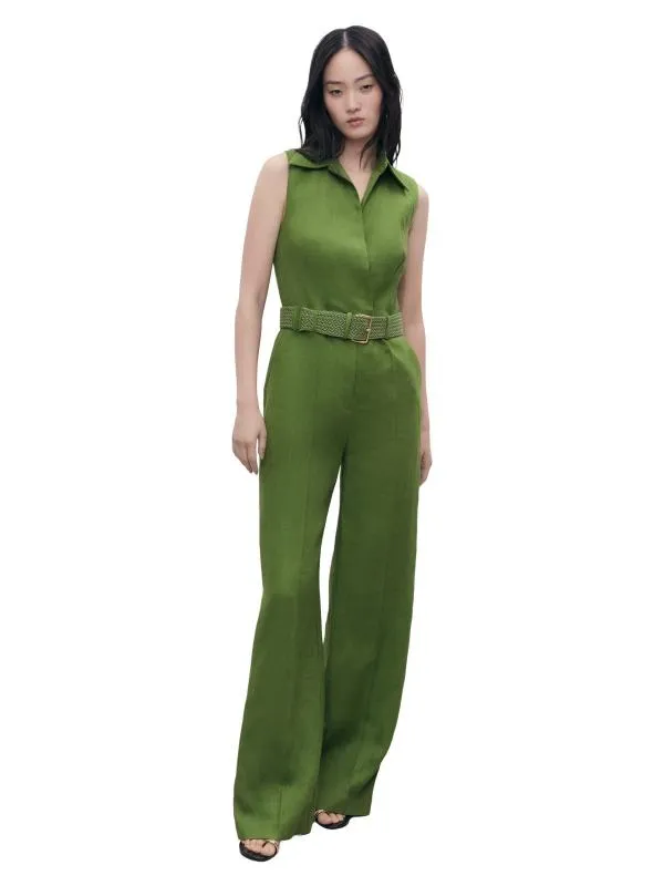 Salopetă Mango XS | Verde, Lungă, Fără mâneci, Monocrom, Decolteu în V, In