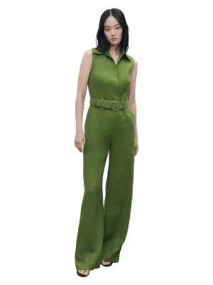Salopetă Mango XS | Verde, Lungă, Fără mâneci, Monocrom, Decolteu în V, In