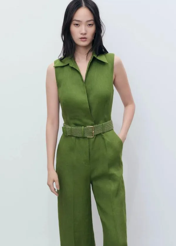 Salopetă Mango XS | Verde, Lungă, Fără mâneci, Monocrom, Decolteu în V, In - Image 2