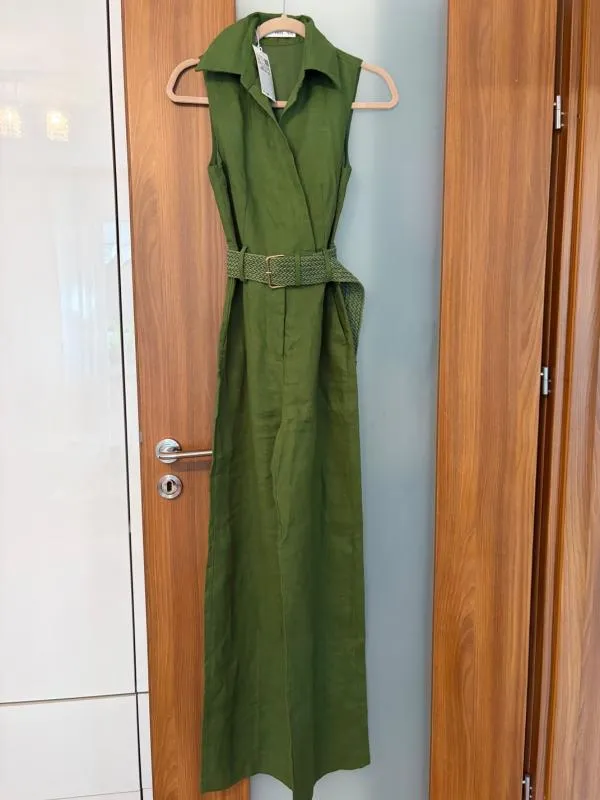 Salopetă Mango XS | Verde, Lungă, Fără mâneci, Monocrom, Decolteu în V, In - Image 5