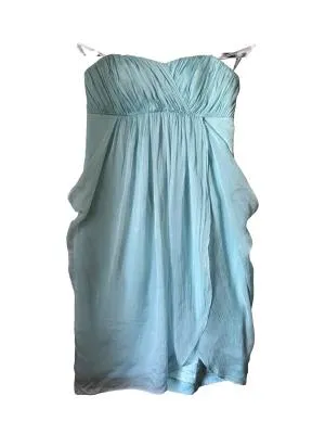 Rochie de seară Forever New UK 10 | Bleu, Midi, Cu umerii goi, Pliuri, Mătase