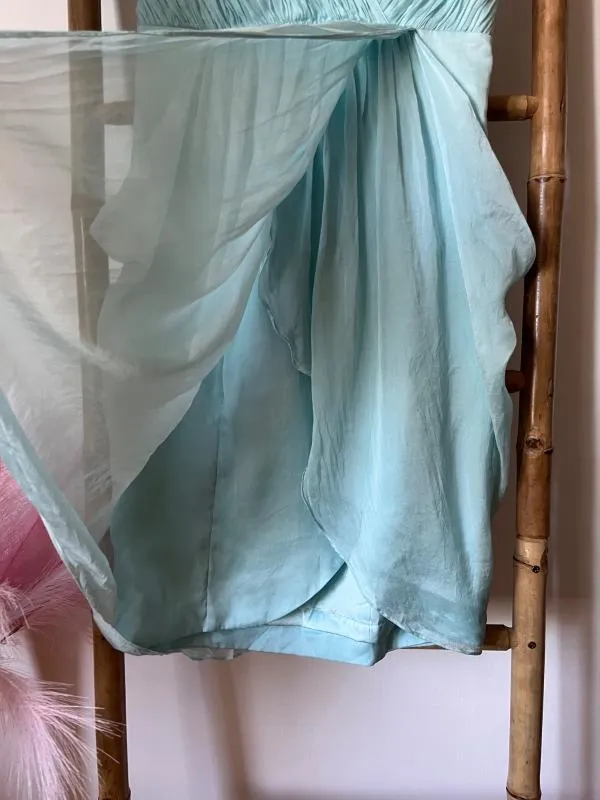 Rochie de seară Forever New UK 10 | Bleu, Midi, Cu umerii goi, Pliuri, Mătase - Image 4
