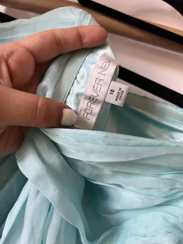 Rochie de seară Forever New UK 10 | Bleu, Midi, Cu umerii goi, Pliuri, Mătase - Image 8