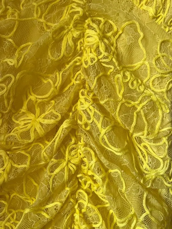 Rochie mulată Zara S | Galben, Midi, Mânecă scurtă, Dantelă, Sintetic - Image 5