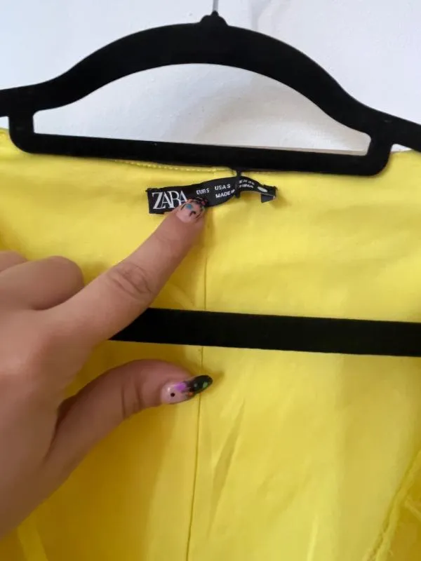Rochie mulată Zara S | Galben, Midi, Mânecă scurtă, Dantelă, Sintetic - Image 6