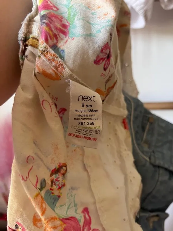 Fustă cloș M | Multicolor, Midi, Talie medie, Cloș fit, Floral & Tropical, Volane, Bumbac - Image 10