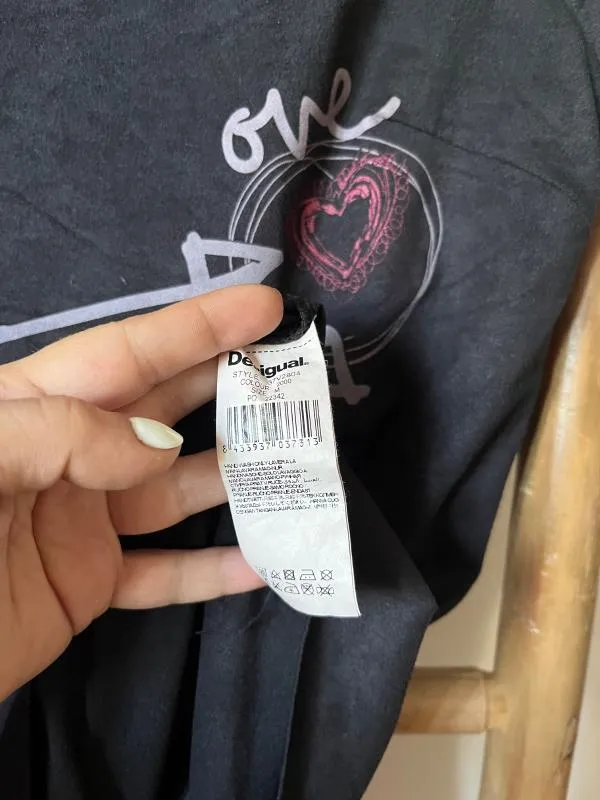 Rochie casual Desigual M | Negru, Mini, Mânecă scurtă, Logo, Dantelă, Sintetic - Image 9