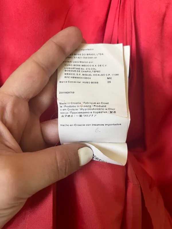 Rochie de seară Hugo Boss S | Roșu, Midi, Mânecă scurtă, Monocrom, Pliuri, Mătase - Image 7