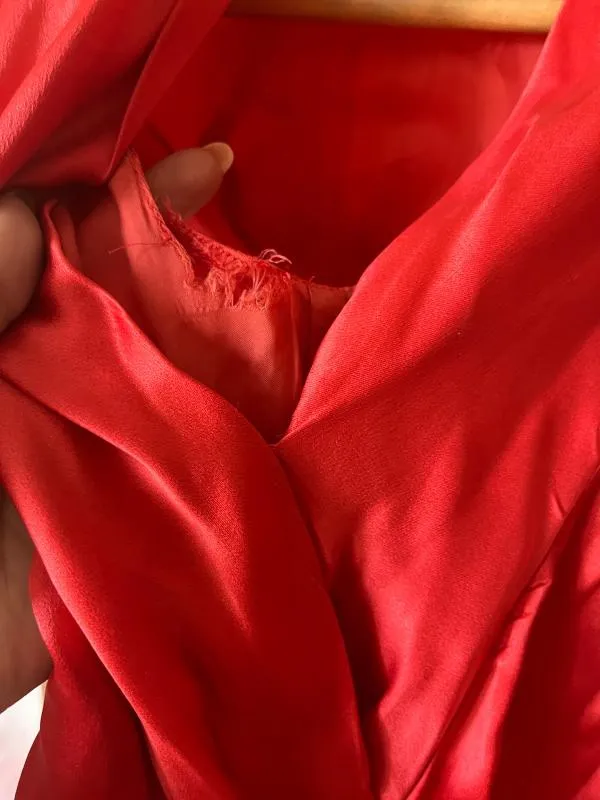 Rochie de seară Hugo Boss S | Roșu, Midi, Mânecă scurtă, Monocrom, Pliuri, Mătase - Image 9