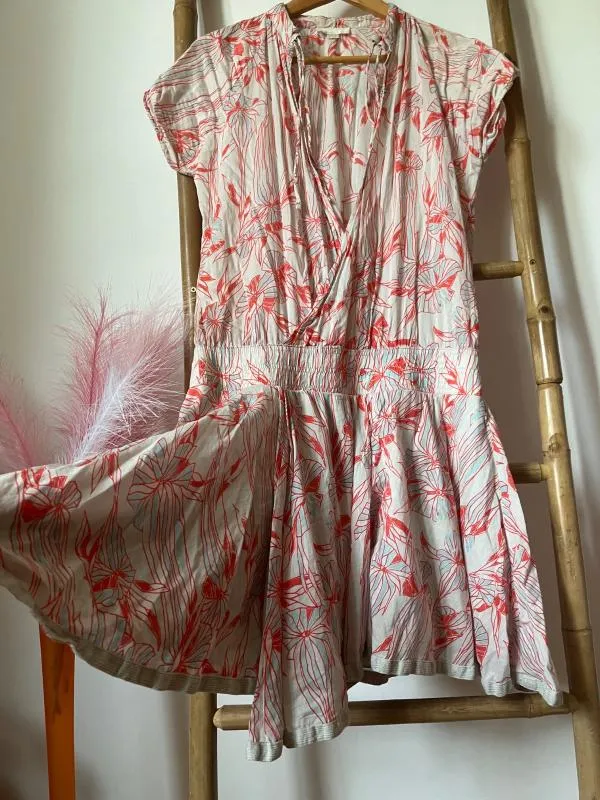 Rochie de vară Diesel S | Bej, Mini, Mânecă scurtă, Floral & Tropical, Design petrecut, Bumbac - Image 2