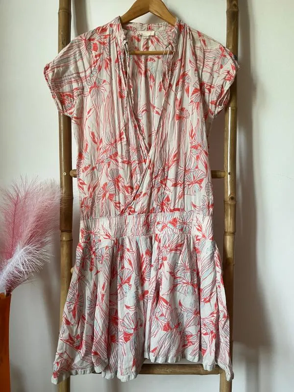 Rochie de vară Diesel S | Bej, Mini, Mânecă scurtă, Floral & Tropical, Design petrecut, Bumbac - Image 3