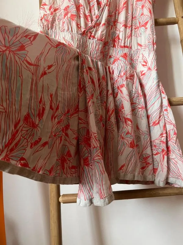 Rochie de vară Diesel S | Bej, Mini, Mânecă scurtă, Floral & Tropical, Design petrecut, Bumbac - Image 5