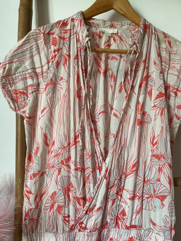 Rochie de vară Diesel S | Bej, Mini, Mânecă scurtă, Floral & Tropical, Design petrecut, Bumbac - Image 6