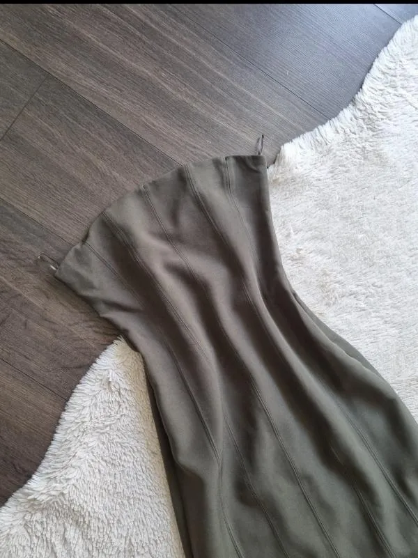 Rochie de seară Zara XS | Khaki, Midi, Cu umerii goi - Image 3