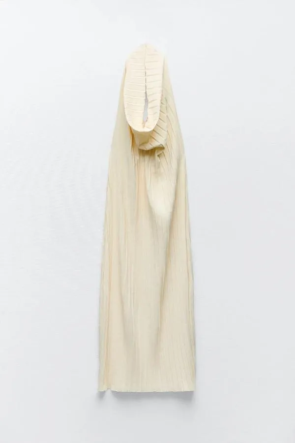 Rochie de seară Zara L | Galben, Midi, Bretele după gât, Pliuri - Image 4