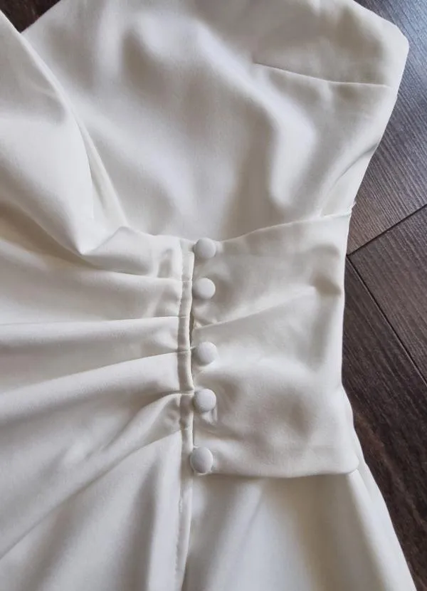 Rochie de vară Zara XS | Alb, Midi, Bretele subțiri, Drapat - Image 6