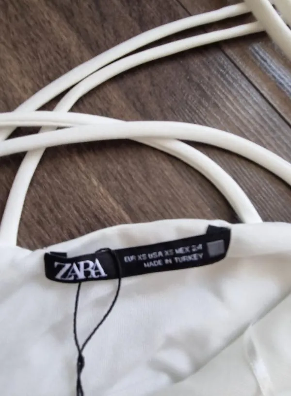 Rochie de vară Zara XS | Alb, Midi, Bretele subțiri, Drapat - Image 7