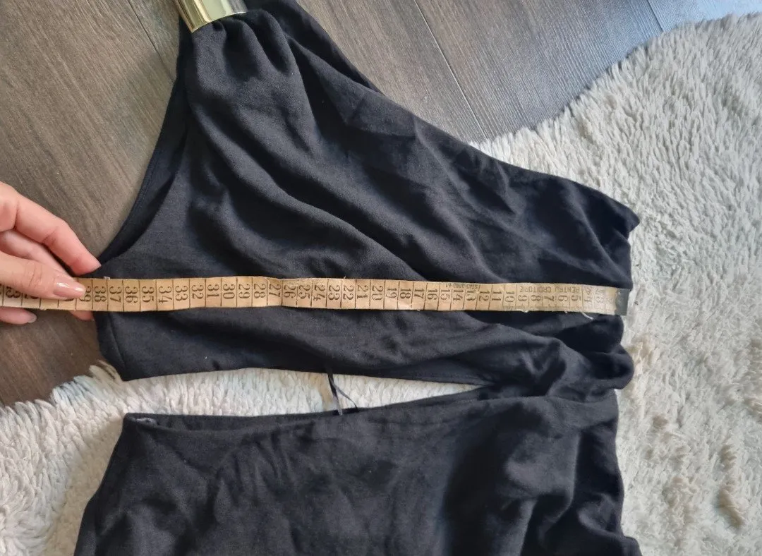 Rochie de vară Zara M | Negru, Midi, Pe un umăr, Design asimetric - Image 11