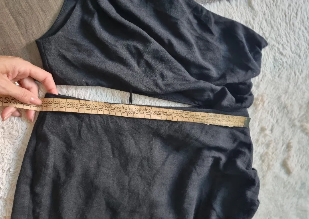 Rochie de vară Zara M | Negru, Midi, Pe un umăr, Design asimetric - Image 12