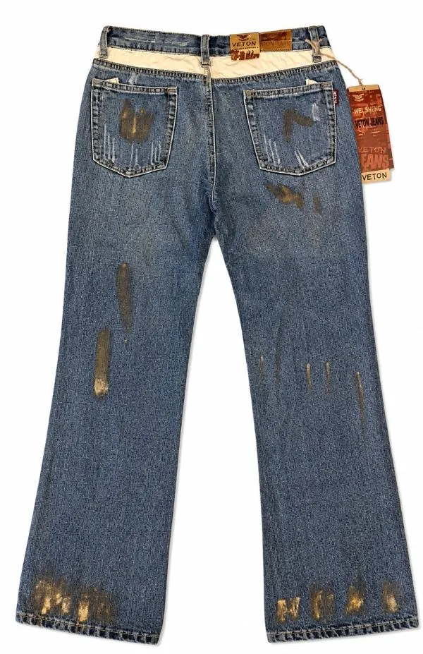 Blugi Veton Jeans S | Albastru, Lungi, Talie joasă, Bootcut fit, Abstract & Color Block, Prespălați Cu umbre - Image 2