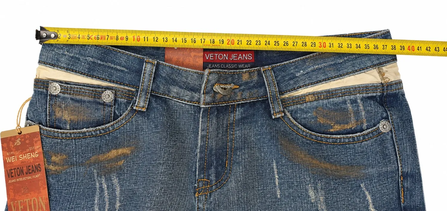 Blugi Veton Jeans S | Albastru, Lungi, Talie joasă, Bootcut fit, Abstract & Color Block, Prespălați Cu umbre - Image 4