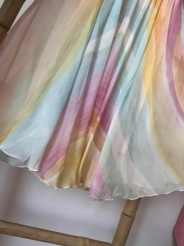 Rochie de vară Patrizia Pepe S | Multicolor, Midi, Fără mâneci, Abstract & Color Block, Pliuri, Vâscoză - Image 4