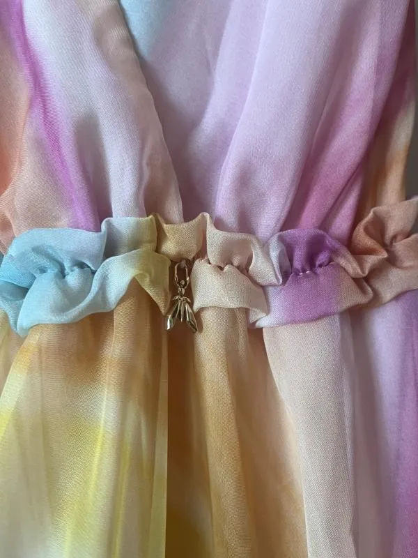 Rochie de vară Patrizia Pepe S | Multicolor, Midi, Fără mâneci, Abstract & Color Block, Pliuri, Vâscoză - Image 8