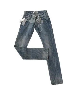 Blugi Grand Lawa XS | Albastru, Lungi, Talie joasă, Straight (Drepți) fit, Monocrom, Prespălați  Cu umbre