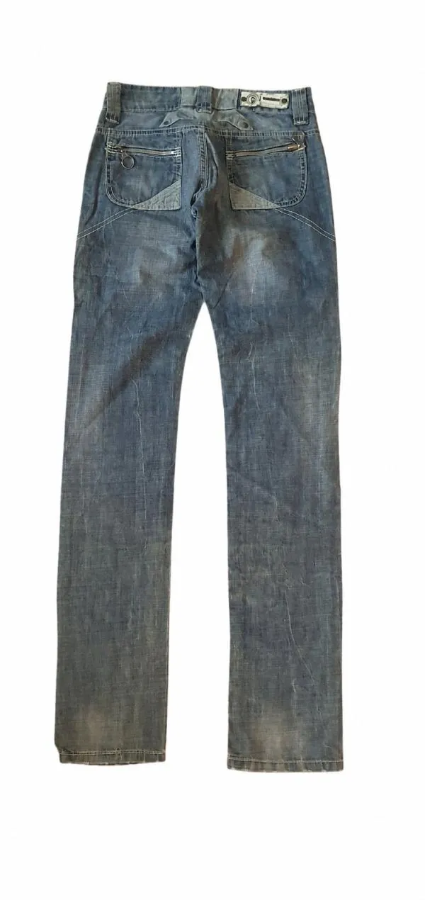 Blugi Grand Lawa XS | Albastru, Lungi, Talie joasă, Straight (Drepți) fit, Monocrom, Prespălați Cu umbre - Image 2