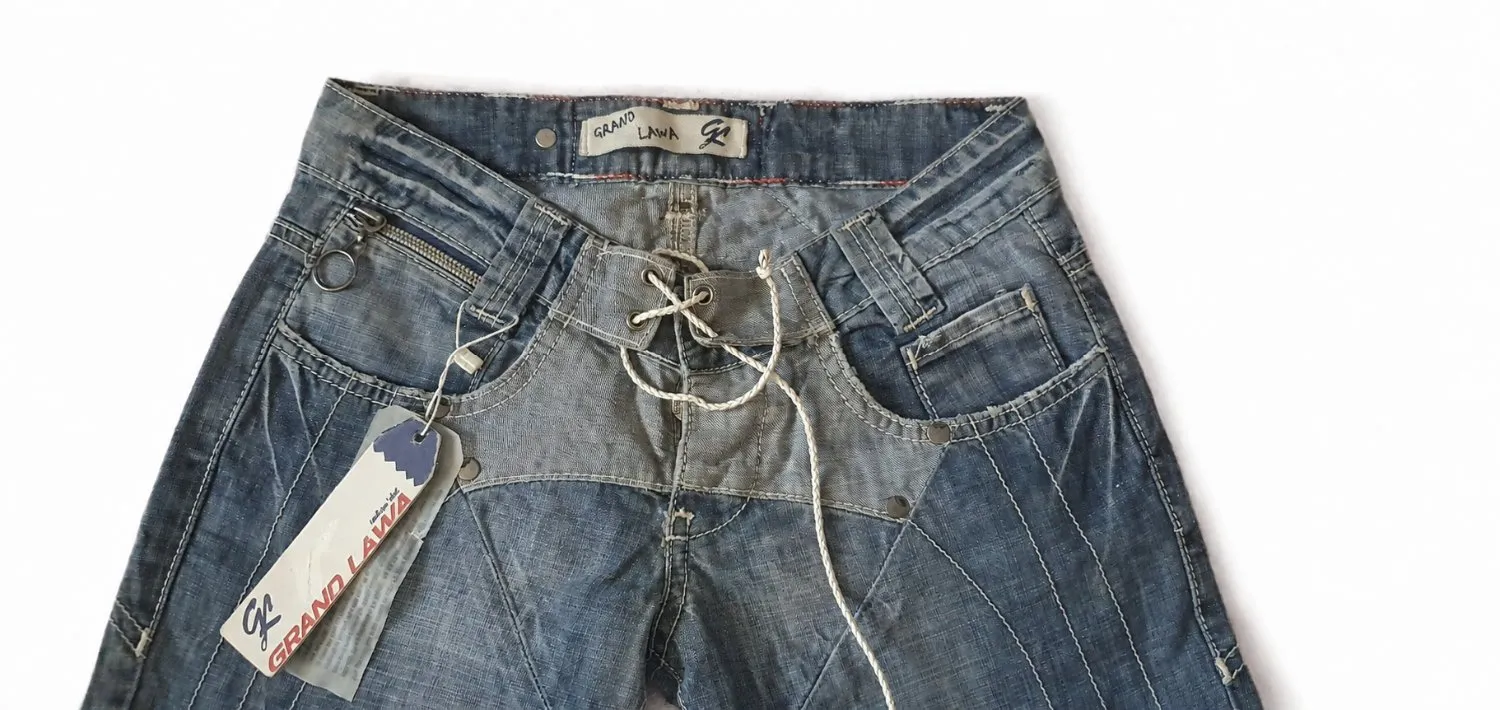 Blugi Grand Lawa XS | Albastru, Lungi, Talie joasă, Straight (Drepți) fit, Monocrom, Prespălați Cu umbre - Image 3