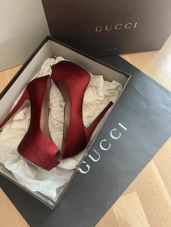 Pantofi cu toc înalt platformă slip-on Gucci EU 37 | Burgundy, Stiletto (Subțire) - Image 2