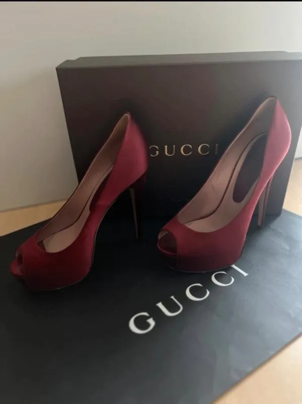 Pantofi cu toc înalt platformă slip-on Gucci EU 37 | Burgundy, Stiletto (Subțire) - Image 3
