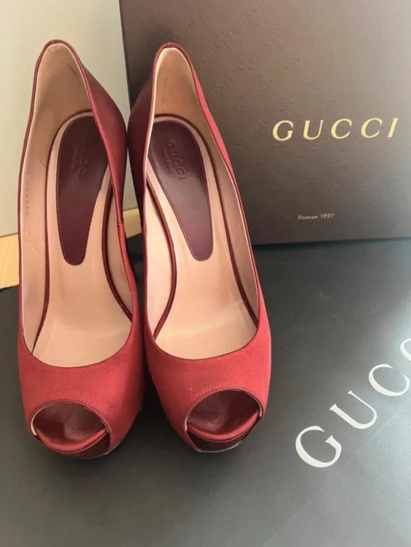 Pantofi cu toc înalt platformă slip-on Gucci EU 37 | Burgundy, Stiletto (Subțire) - Image 5