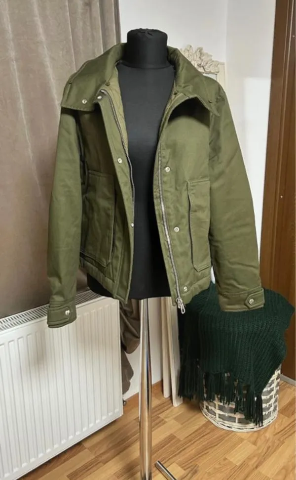 Jachetă Mango S | Khaki, Bumbac - Image 2