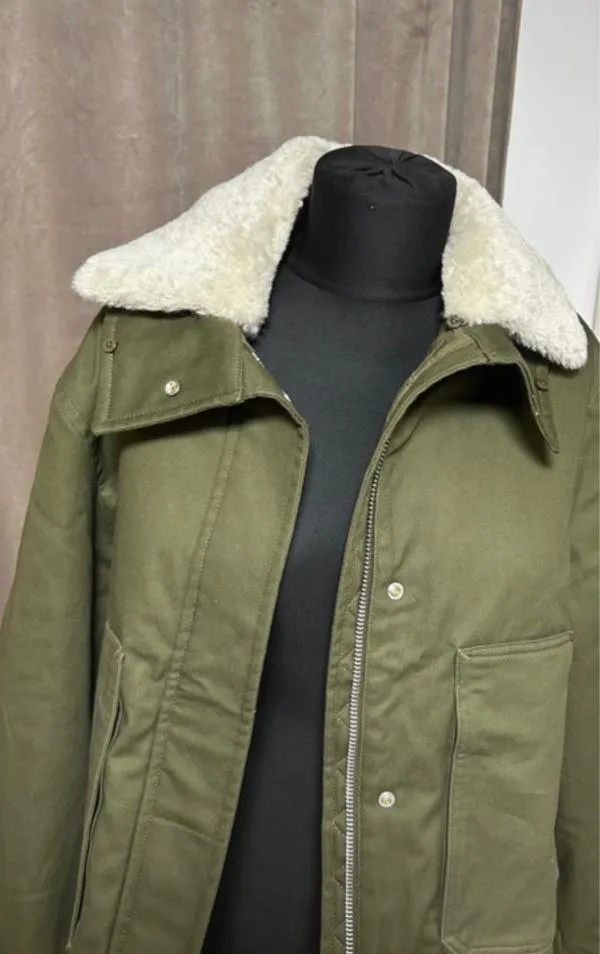 Jachetă Mango S | Khaki, Bumbac - Image 9