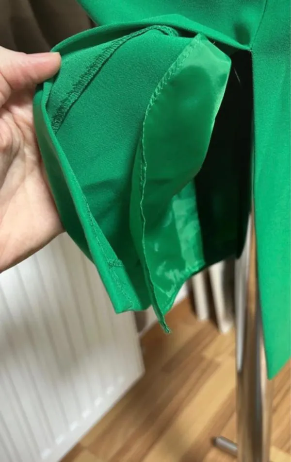 Rochie dreaptă Poema XS | Verde, Midi, Mânecă scurtă, Volane, Poliester - Image 5