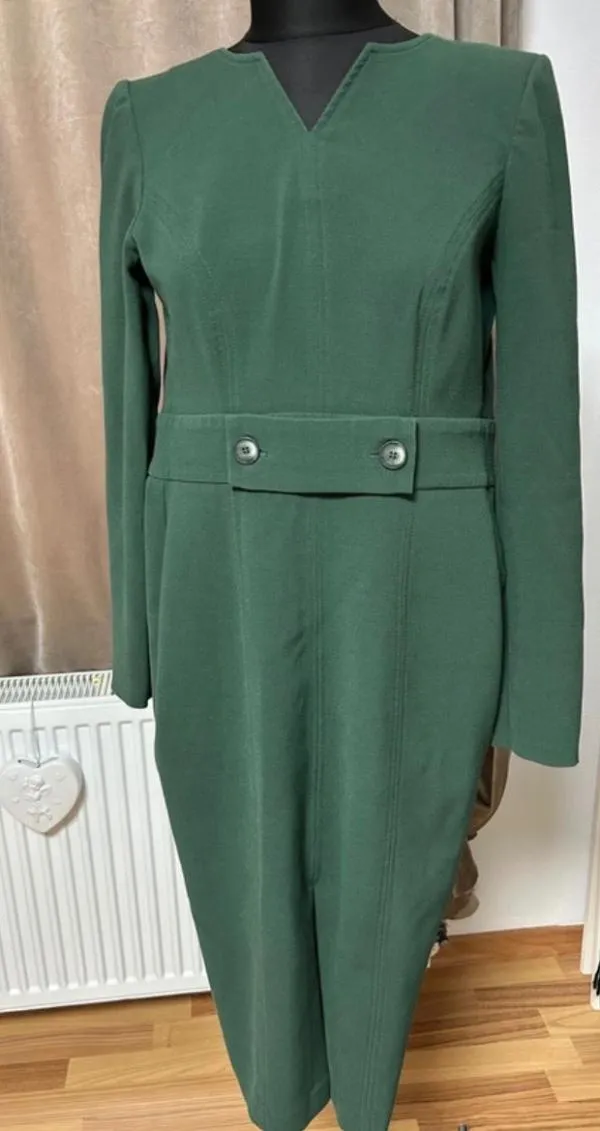 Rochie dreaptă Poema EU 34 | Verde, Maxi, Mânecă lungă, Decolteu în V, Poliester - Image 2