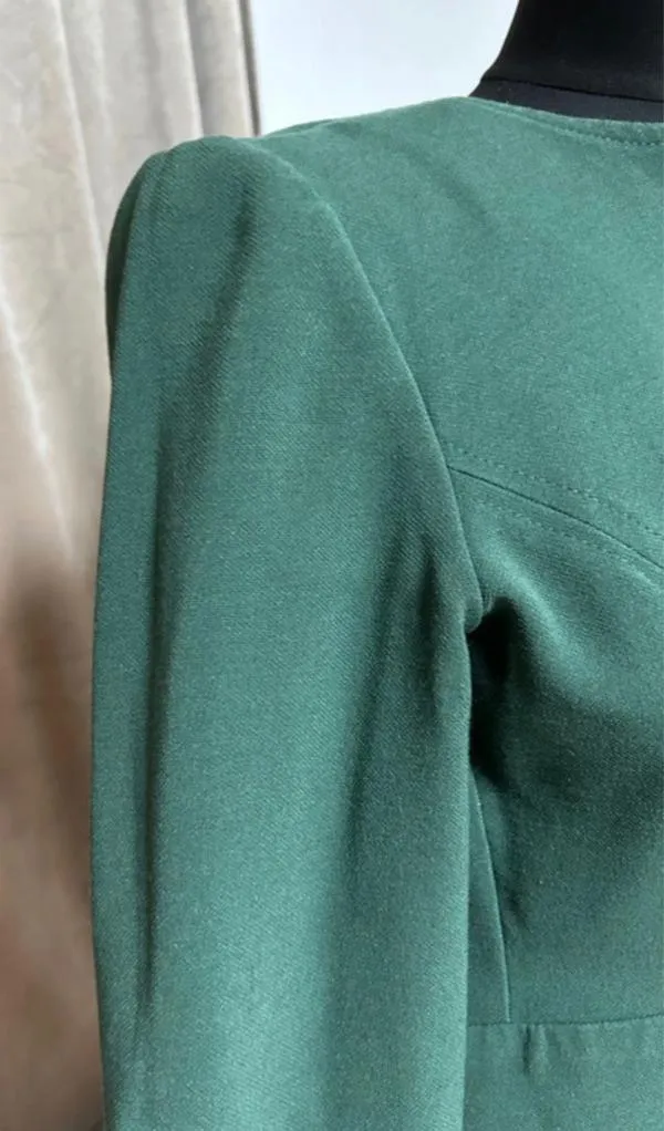 Rochie dreaptă Poema EU 34 | Verde, Maxi, Mânecă lungă, Decolteu în V, Poliester - Image 4