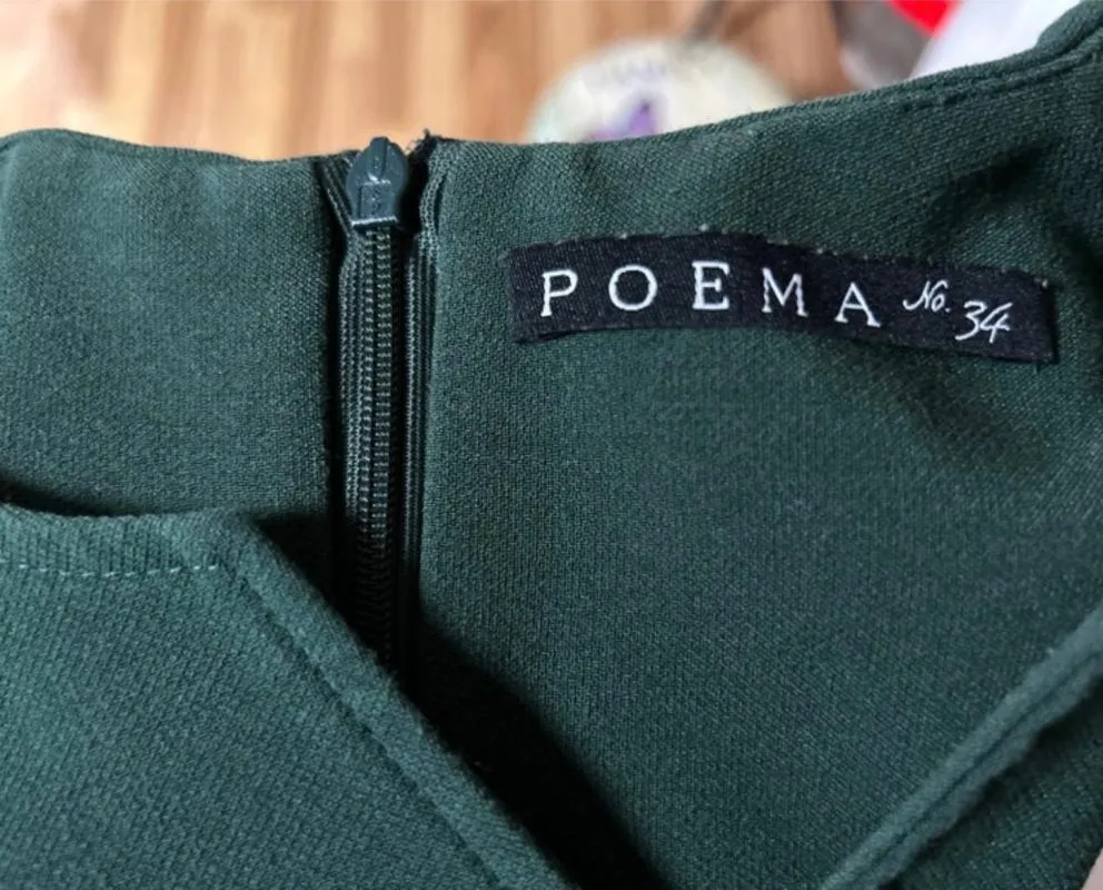 Rochie dreaptă Poema EU 34 | Verde, Maxi, Mânecă lungă, Decolteu în V, Poliester - Image 6