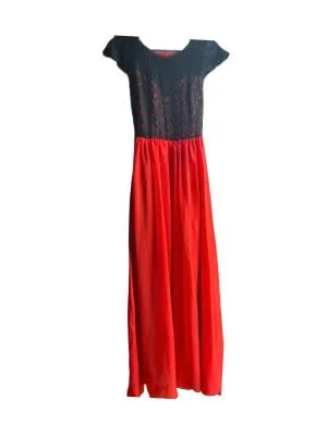 Rochie de seară XS | Roșu, Maxi, Mânecă scurtă, Dantelă