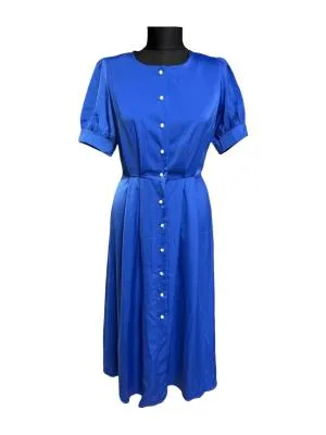 Rochie de ocazie S | Bleumarin, Midi, Mânecă scurtă, Poliester