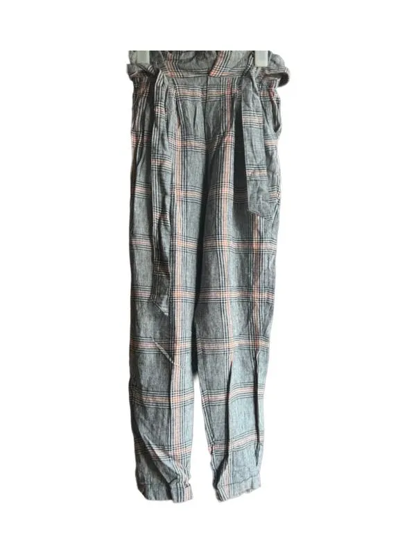 Pantaloni Bershka XS | Gri, Lungi, Talie înaltă, Boyfriend fit, Clasici Casual