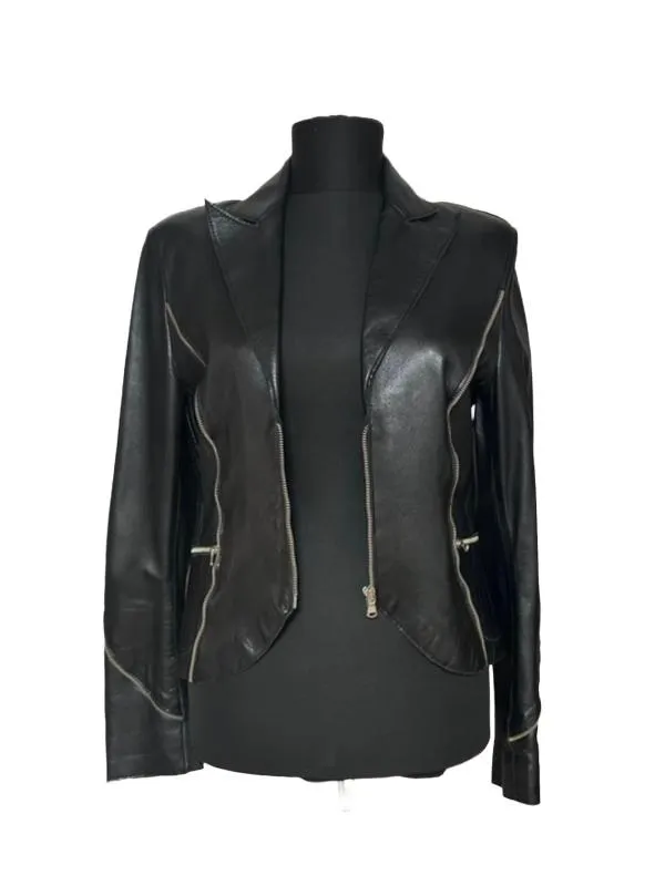 Geacă din piele Leather Point S | Negru, Piele naturală