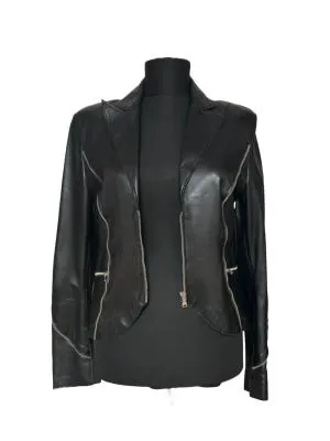 Geacă din piele Leather Point S | Negru, Piele naturală