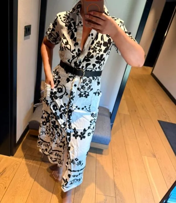 Rochie casual Zara XS | Alb, Midi, Mânecă scurtă - Image 3