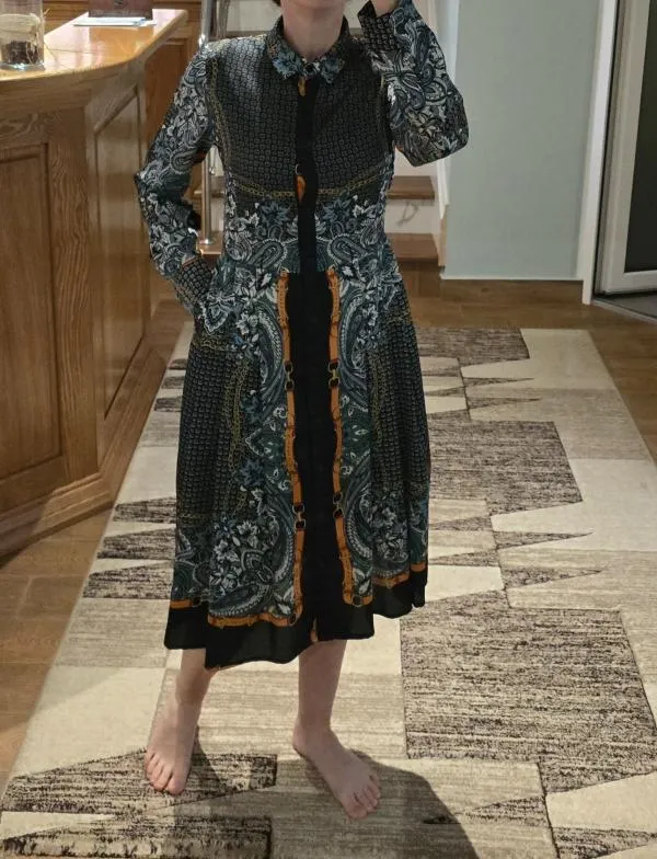 Rochie tip cămașă S | Multicolor, Midi, Mânecă lungă, Oriental & Paisley - Image 2