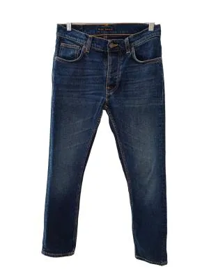 Blugi Nudie S-M | Bleumarin, Lungi, Straight (Drepți) fit, Monocrom, Clasici   Simpli
