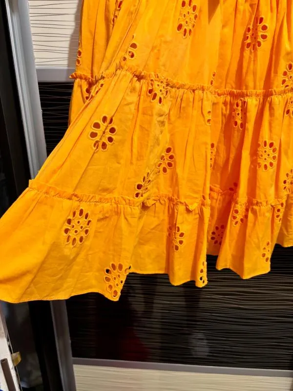Rochie de vară Zara S | Portocaliu, Mini, Mânecă scurtă, Broderie, Bumbac - Image 6